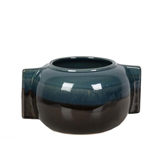 Romimex Tischdekoration, Blau/Schwarz, Keramik, 28 x 15 x 28 cm, 28 x 15 x 22 cm von Romimex