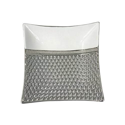 Romimex Tischdekoration, weiß, silberfarben, Keramik, 25 x 8 x 25 cm Romimex Tischdekoration, weiß, silberfarben, Keramik, 25 x 8 x 25 cm von Romimex