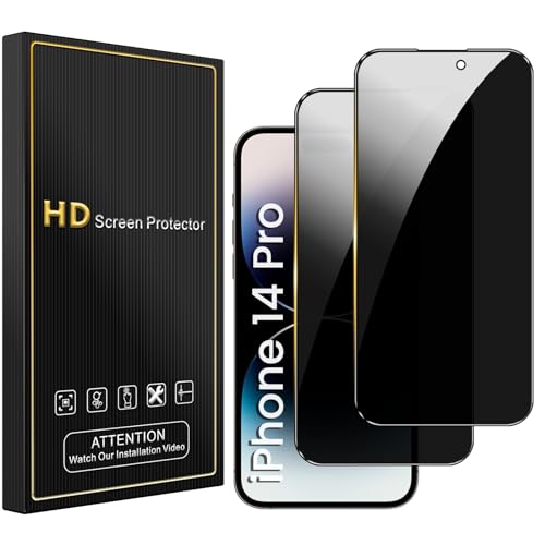 Romkasi 2 Stück Sichtschutz für iPhone 14 Pro 6,1 Zoll, 9H Härte Anti-Spy Panzer Schutz Glas Folie, Blasenfrei Schutzfolie, Blickschutzfolie Romkasi 2 Stück Sichtschutz für iPhone 14 Pro 6,1 Zoll, 9H Härte Anti-Spy Panzer Schutz Glas Folie, Blasenfrei Schutzfolie, Blickschutzfolie von Romkasi