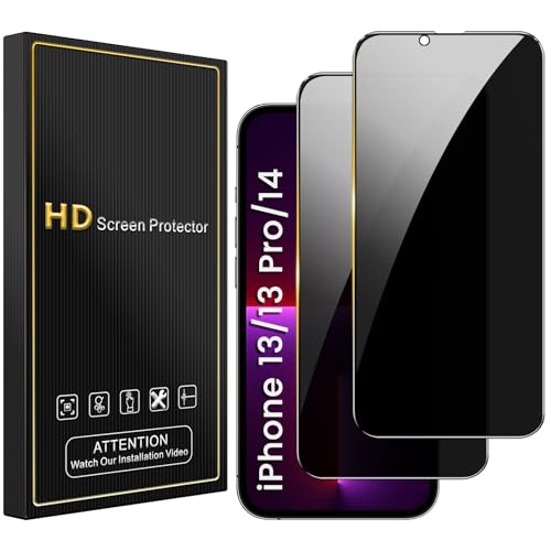 Romkasi Sichtschutz für iPhone 14/13/13 Pro 6,1 Zoll, Anti-Spy Panzer Schutz Glas Folie Schutzfolie, Einfache Installation Blasenfrei 9H Härte 2 Stück Romkasi Sichtschutz für iPhone 14/13/13 Pro 6,1 Zoll, Anti-Spy Panzer Schutz Glas Folie Schutzfolie, Einfache Installation Blasenfrei 9H Härte 2 Stück von Romkasi