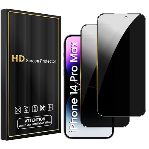 Romkasi Sichtschutz für iPhone 14 Pro Max 6,7 Zoll, Anti-Spy Panzer Schutz Glas Folie Schutzfolie, Einfache Installation Blasenfrei 9H Härte 2 Stück Romkasi Sichtschutz für iPhone 14 Pro Max 6,7 Zoll, Anti-Spy Panzer Schutz Glas Folie Schutzfolie, Einfache Installation Blasenfrei 9H Härte 2 Stück von Romkasi