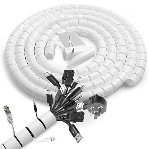 Romon 2 Stück Kabelschlauch, 22mm*1.5 M Spiralschlauch Cable Organizer Mit 1 Kabelclip, Kabelkanal Flexibel Kabelmanagement FüR TV PC von Romon