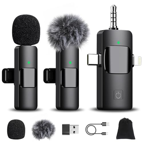 Romon Kabelloses Lavalier Mikrofon für iPhone/Android/PC/Kamera, Mini Mikrofon Plug-and-Play-Mikrofon Kabellos Handy, Wireless Microphone Ansteckmikrofon für Live-Streaming Videoaufnahmen Interviews von Romon