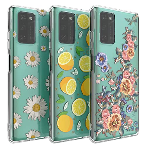 (3er-Pack) für Blackview A100 16,9 cm Hülle, weiches, transparentes TPU-Gel-Gummi [kratzfest] Fall-Silikon-Stoßfänger-Schutz, stoßfeste Handyhülle für Blackview A100 2021, Zitronengänseblümchen-Blume von Romozi