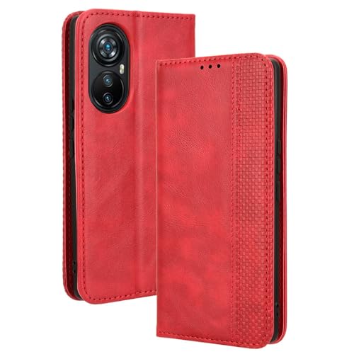 RonRun Blackview A200 Pro Hülle Flip PU Leder Magnet Handyhülle mit Wallet Case Klappen Ständer Stoßfest Schutzhülle Kompatible für Blackview A200 Pro, rot von RonRun