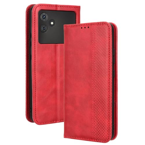 RonRun Cubot Note 21 Hülle Flip PU Leder Magnet Handyhülle mit Wallet Case Klappen Ständer Stoßfest Schutzhülle Kompatible für Cubot Note 21, rot von RonRun