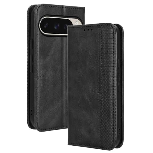 RonRun Google Pixel 9 Hülle Flip PU Leder Magnet Handyhülle mit Wallet Case Klappen Ständer Stoßfest Schutzhülle Kompatible für Google Pixel 9, schwarz von RonRun