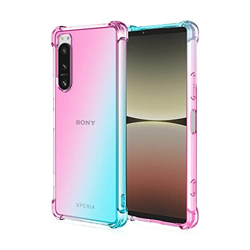 RonRun Handyhülle für Sony Xperia 1 V Schutzhülle mit Anti Fall Stoßfest Gradient Color Handyhülle TPU Dünn Handy Case (Rosa Grün) von RonRun