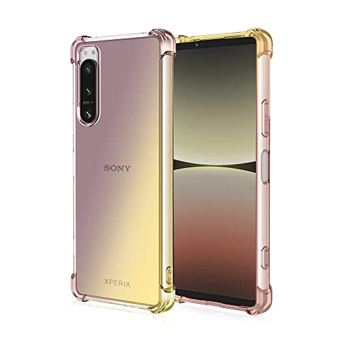 RonRun Handyhülle für Sony Xperia 1 V Schutzhülle mit Anti Fall Stoßfest Gradient Color Handyhülle TPU Dünn Handy Case (Schwarz Gold) von RonRun