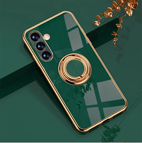 RonRun Hülle für Samsung Galaxy A04s/A13 5G, Glänzendes Plattieren Handyhülle mit 360 Grad Ring Halter, Weich TPU Silikon Schutzhülle Stoßfest Cover Case - Dunkelgrün von RonRun