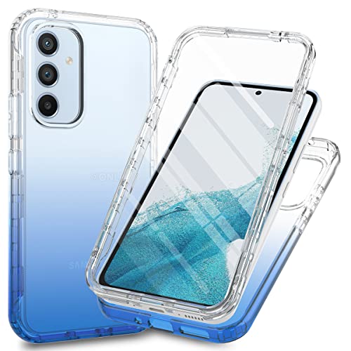 RonRun Hülle für Samsung Galaxy A34 5G mit Displayschutz, 360° Grad vollschutz Stoßfest Handyhülle Transparent Silikon Bumper Cover für Hülle für Samsung Galaxy A34 5G - Blau von RonRun