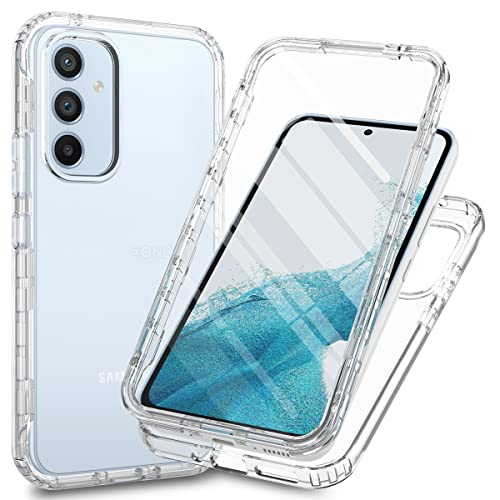 RonRun Hülle für Samsung Galaxy A34 5G mit Displayschutz, 360° Grad vollschutz Stoßfest Handyhülle Transparent Silikon Bumper Cover für Hülle für Samsung Galaxy A34 5G - Transparent von RonRun