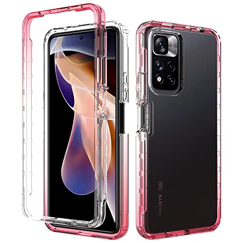 RonRun Hülle für Xiaomi Redmi Note 11 Pro+ 5G mit Displayschutz, 360° Grad vollschutz Stoßfest Handyhülle Transparent Silikon Bumper Cover für Hülle für Xiaomi Redmi Note 11 Pro+ 5G - Rot von RonRun