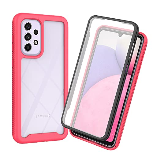 RonRun Kompatibel mit Samsung Galaxy A52 4G/A52 5G/A52S 5G Hülle, 360° Grad vollschutz Stoßfest Handyhülle Transparent Hülle Silikon Bumper Cover mit eingebautem Displayschutz rot von RonRun