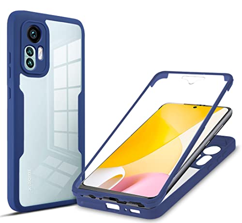 RonRun Kompatibel mit Xiaomi 12T Pro Hülle, Handyhülle Mit Eingebautem Displayschutz, 360° Rundumschutz TPU Robust Bumper Case Stoßfest Hülle für Xiaomi 12T Pro, Blau von RonRun