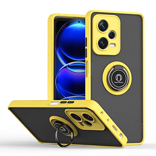 RonRun Kompatibel mit Xiaomi Poco X5 Pro 5G Hülle, HandyHülle Mit 360 Grad Ring Ständer [ TPU + PC ], Stoßfest Rundumschutz Handyhülle für Xiaomi Poco X5 Pro 5G Case - Gelb von RonRun