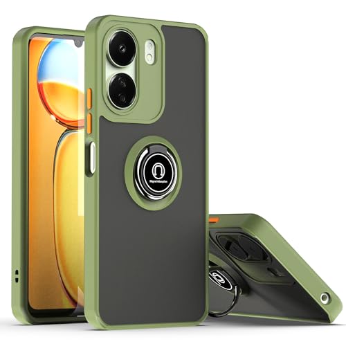 RonRun Kompatibel mit Xiaomi Redmi 13C/Poco C65 Hülle, HandyHülle Mit 360 Grad Ring Ständer [ TPU + PC ], Stoßfest Rundumschutz Handyhülle für Xiaomi Redmi 13C/Poco C65 Case - Armeegrün von RonRun