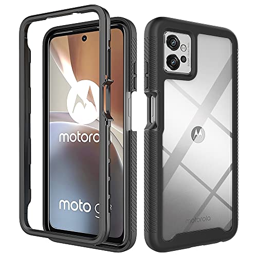 RonRun Motorola Moto G32 Hülle, 360° Grad vollschutz Stoßfest Handyhülle Transparent Robust Bumper Case Handyhülle für Motorola Moto G32 Schwarz von RonRun