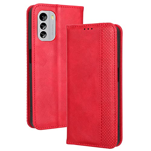 RonRun Nokia G60 5G Hülle Flip PU Leder Magnet Handyhülle mit Wallet Case Klappen Ständer Stoßfest Schutzhülle Kompatible für Nokia G60 5G, rot von RonRun