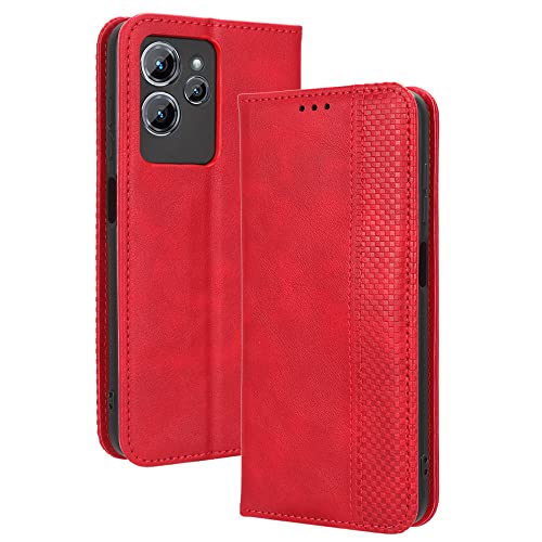 RonRun Oukitel C32 Hülle Flip PU Leder Magnet Handyhülle mit Wallet Case Klappen Ständer Stoßfest Schutzhülle Kompatible für Oukitel C32, rot von RonRun