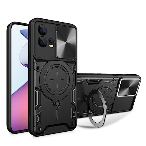 RonRun für Motorola Moto G13 4G/G23 4G/G53 5G Hülle mit Schiebekamera Kickstand und Ringförmiger Ständer Cover stoßfestem Handyhülle - Schwarz von RonRun