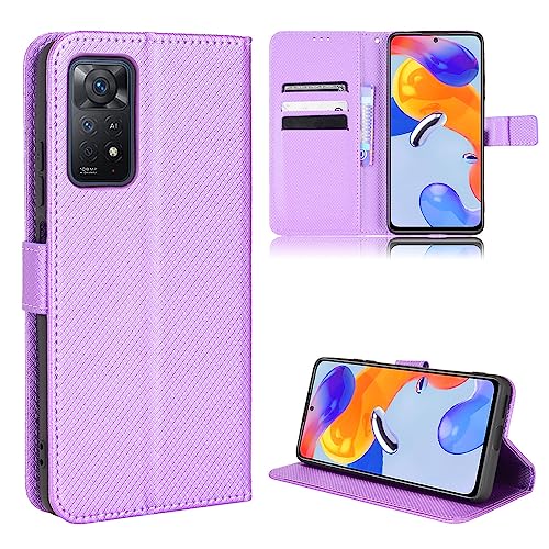 RonRun für Xiaomi Redmi Note 12 Pro 4G Hülle, Handyhülle Leder mit Kartenhalter, Klappbar Voll Schützendes, Violett von RonRun