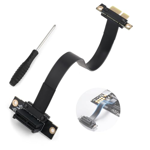 PCI-E 3.0 1X Riser Kabel für Soundkarte,Aufnahmekarte,Netzwerkkarte,Erweiterungskarte PCIE 3.0 Verlängerungskabel Dual 90 Grad Recht Winkliges Cable Length 20cm von RongZy
