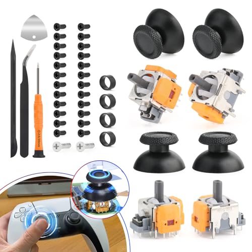 4 Stück Hall Effekt Sticks Kompatibel mit Play Station 5 PS5 Kontroller mit 4 Stück Daumenkappe Thumbstick Reparatur Kit Ersatz 3D Analog Sensor Joystick für PS5 von RongZy
