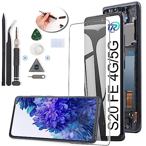 RongZy AMOLED Display für Samsung Galaxy S20 FE/S20 FE 5G LCD Bildschirmersatz Digitizer Touchscreen Montiert Ersatz mit Werkzeugen(mit Rahmen) von RongZy