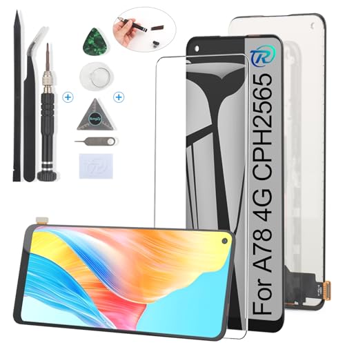 RongZy Display für Oppo A78 4G CPH2565 LCD Bildschirmersatz Digitizer Touchscreen Montiert Ersatz mit Werkzeugen(Schwarz) von RongZy