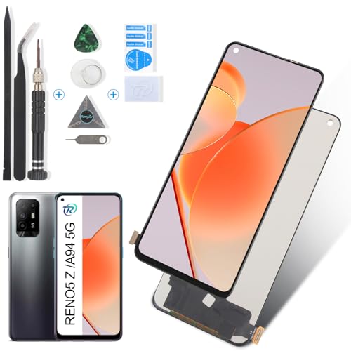 RongZy Display für Oppo A94 5G /RENO5 Z CPH2211 LCD Bildschirmersatz Digitizer Touchscreen Montiert Ersatz mit Werkzeugen(Schwarz) von RongZy