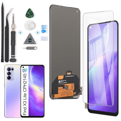 RongZy Display für Oppo Find X3 Lite CPH2145/RENO5 5G Bildschirmersatz Digitizer Touchscreen Montiert Ersatz mit Werkzeugen(Schwarz) von RongZy