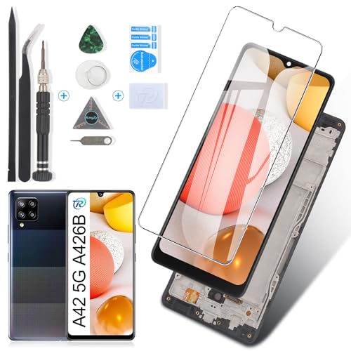 RongZy Display für Samsung Galaxy A42 5G A426B LCD Bildschirmersatz Digitizer Touchscreen Montiert Ersatz mit Werkzeugen(Schwarz mit Rahmen) von RongZy