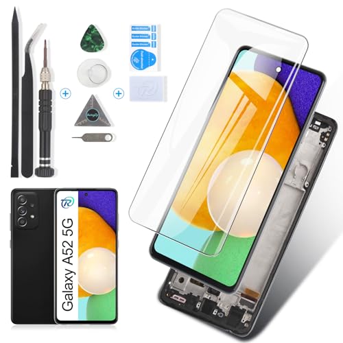 RongZy Display für Samsung Galaxy A52 5G A526B LCD Bildschirmersatz Digitizer Touchscreen Montiert Ersatz mit Werkzeugen(Nicht 4G,Schwarz mit Rahmen) von RongZy