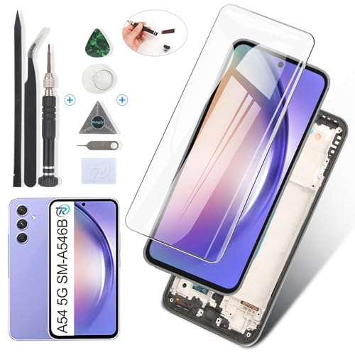 RongZy OLED Display für Samsung Galaxy A54 5G SM-A546B LCD Bildschirmersatz Digitizer Touchscreen Montiert Ersatz mit Werkzeugen(Schwarz Mit Rhamen) von RongZy