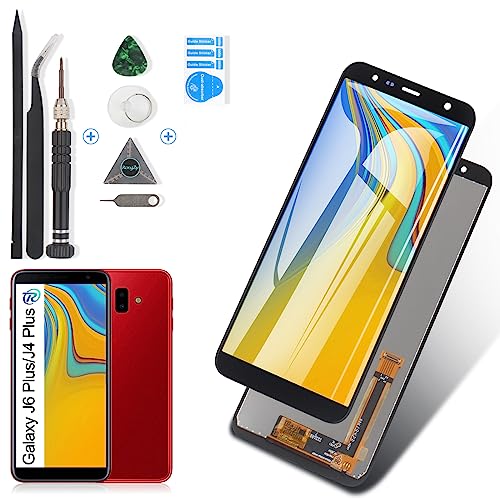 RongZy Display für Samsung Galaxy J6 Plus J610/J4 Plus 2018 J415/J4 Core j410 LCD Bildschirmersatz Digitizer Touchscreen Montiert Ersatz mit Werkzeugen(Schwarz) von RongZy