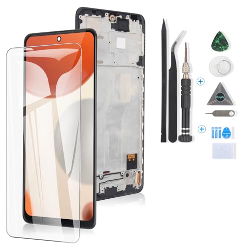 RongZy Display für Xiaomi Redmi Note 10 pro M2101K6G M2101K6R LCD Bildschirmersatz Digitizer Touchscreen Montiert Ersatz mit Werkzeugen(Schwarz mit Rahmen) von RongZy