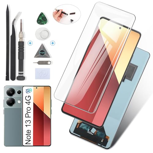 RongZy Display für Xiaomi Redmi Note 13 Pro 4G LCD Bildschirmersatz Digitizer Touchscreen Montiert Ersatz mit Werkzeugen (Schwarz) von RongZy