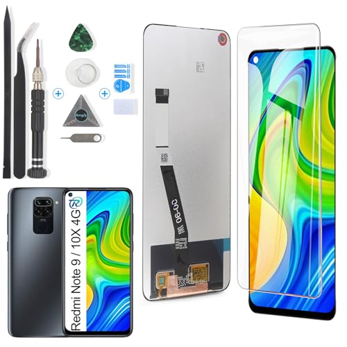 RongZy Display für Xiaomi Redmi Note 9/Redmi 10X 4G LCD Bildschirmersatz Digitizer Touchscreen Montiert Ersatz mit Werkzeugen(Schwarz) von RongZy