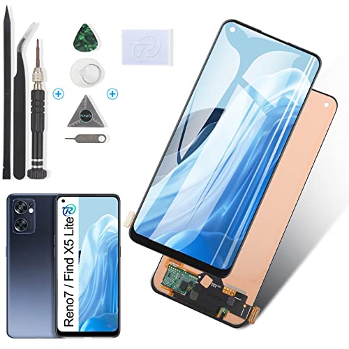 RongZy Ersatz Display Kompatibel für Oppo Reno7 4G/5G CPH2371 CPH2363/Find X5 Lite 5G 2022 incell Touchscreen Bildschirm Digitizer Glas Assembly + Reparatur Tools(Schwarz) von RongZy