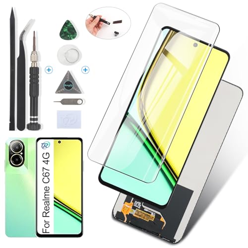 RongZy Ersatz Display Kompatibel für Realme C67 4G RMX3890 Touchscreen Bildschirm Digitizer Glas Assembly + Reparatur Tools (Schwarz) von RongZy