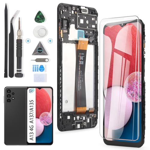 RongZy Ersatz Display für Samsung Galaxy A13 4G/A135F A137 Touchscreen Bildschirm Digitizer Glas Assembly + Reparatur Tools(Schwarz mit Rahmen) von RongZy