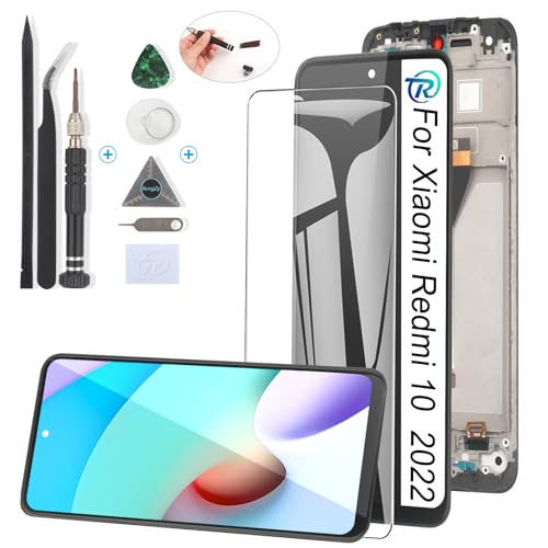 RongZy Ersatz Display Kompatibel für Xiaomi Redmi 10 2022 21121119SG Touchscreen Bildschirm Digitizer Glas Assembly + Reparatur Tools(6.5'',Schwarz mit Rahmen) von RongZy