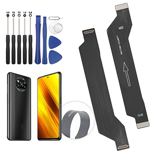RongZy LCD-Bildschirm, Motherboard, flexibles Kabel für Xiaomi Poco X3 / X3 NFC / X3 Pro Motherboard, Ladekabel, flexibel, Ersatz für Anschluss des Motherboards, mit Werkzeug von RongZy