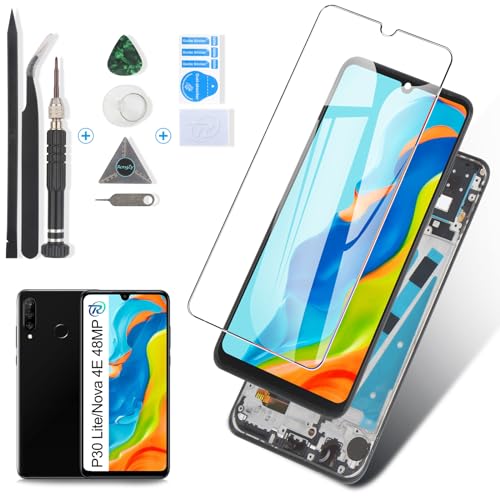 RongZy Kompatibel mit Huawei P30 lite 2019/Nova 4E MAR-LX1 LX2 AL01 Ersatz Bildschirm LCD Display und Touchscreen-Digitizer mit Werkzeugen (Schwarz mit Rahmen，Nur für 48MP) von RongZy