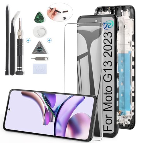 RongZy Kompatibel mit Motorola Moto G13 2023 Ersatz Bildschirm LCD Display für Moto G23 XT2333 Display und Touchscreen-Digitizer mit Werkzeugen (Schwarz Mit Rhamen) von RongZy