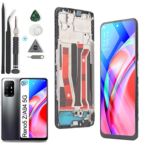 RongZy Kompatibel mit Oppo Reno5 Z/A94 5G Ersatz Bildschirm LCD Display und Touchscreen-Digitizer mit Werkzeugen (Schwarz mit Rahmen) von RongZy