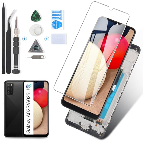 RongZy Kompatibel mit Samsung Galaxy A02S/A025U/A025A Ersatz Bildschirm LCD Display und Touchscreen-Digitizer mit Werkzeugen (Schwarz mit Rahmen) von RongZy