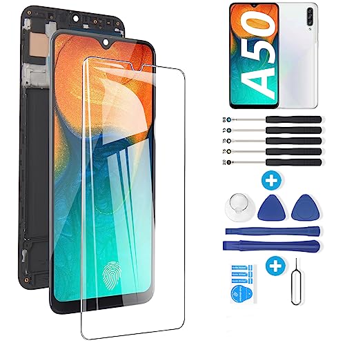 RongZy Kompatibel mit Samsung Galaxy A50 SM-A505FN/DS A505FD A505F A505A A505 Ersatz Bildschirm LCD Display und Touchscreen-Digitizer mit Werkzeugen (OLED,Schwarz mit Rahmen) von RongZy
