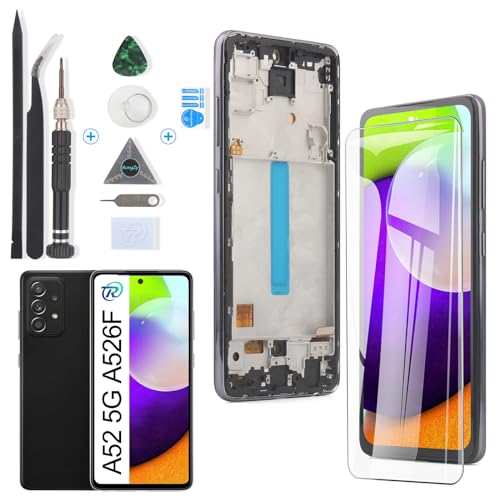 RongZy Kompatibel mit Samsung Galaxy A52 5G A526B/A526U/A52s 5G A528B Ersatz Bildschirm LCD Display und Touchscreen-Digitizer mit Werkzeugen(AMOLED,Mit Fingerabdruck，Schwarz mit Rahmen) von RongZy
